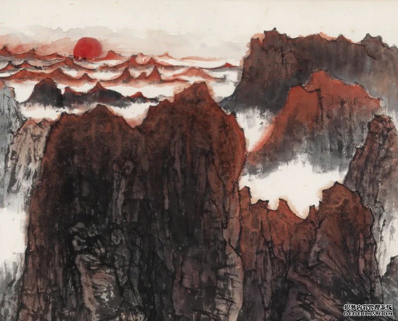 一轮红日出东方：李可染《泰山日出》